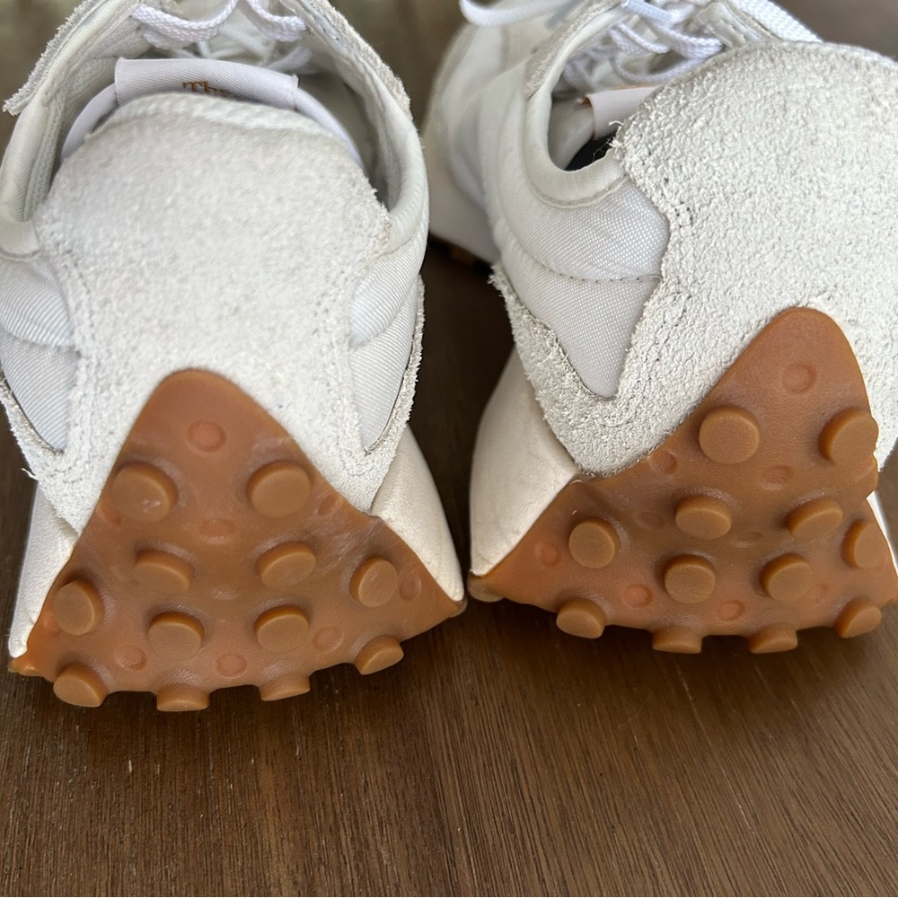 New Balance Beige White Orange Suede Retro Runner Sneakers - Picture 5 of 7